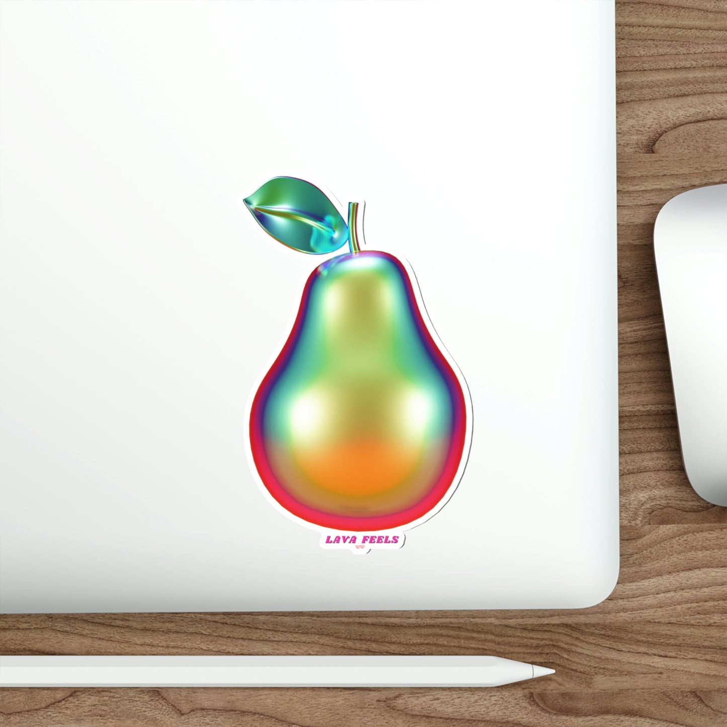 Chrome Pear Sticker