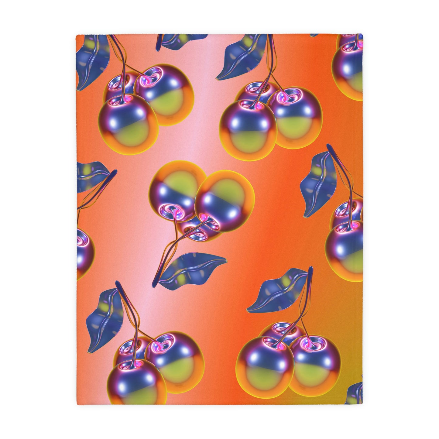 Retro Cherry Plush Blanket (Two-sided print)