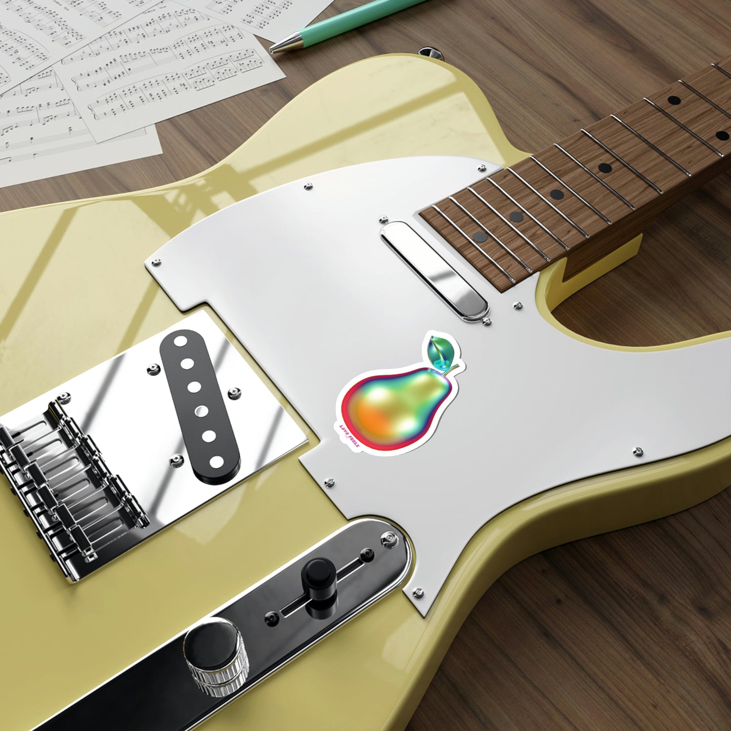 Chrome Pear Sticker