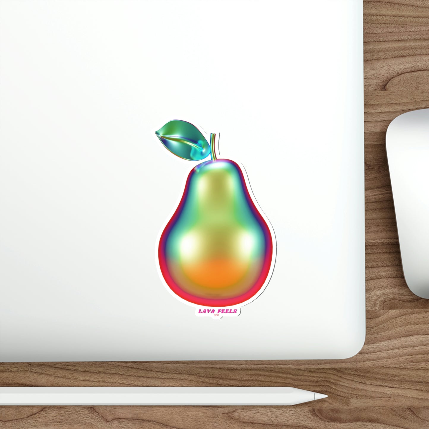 Chrome Pear Sticker